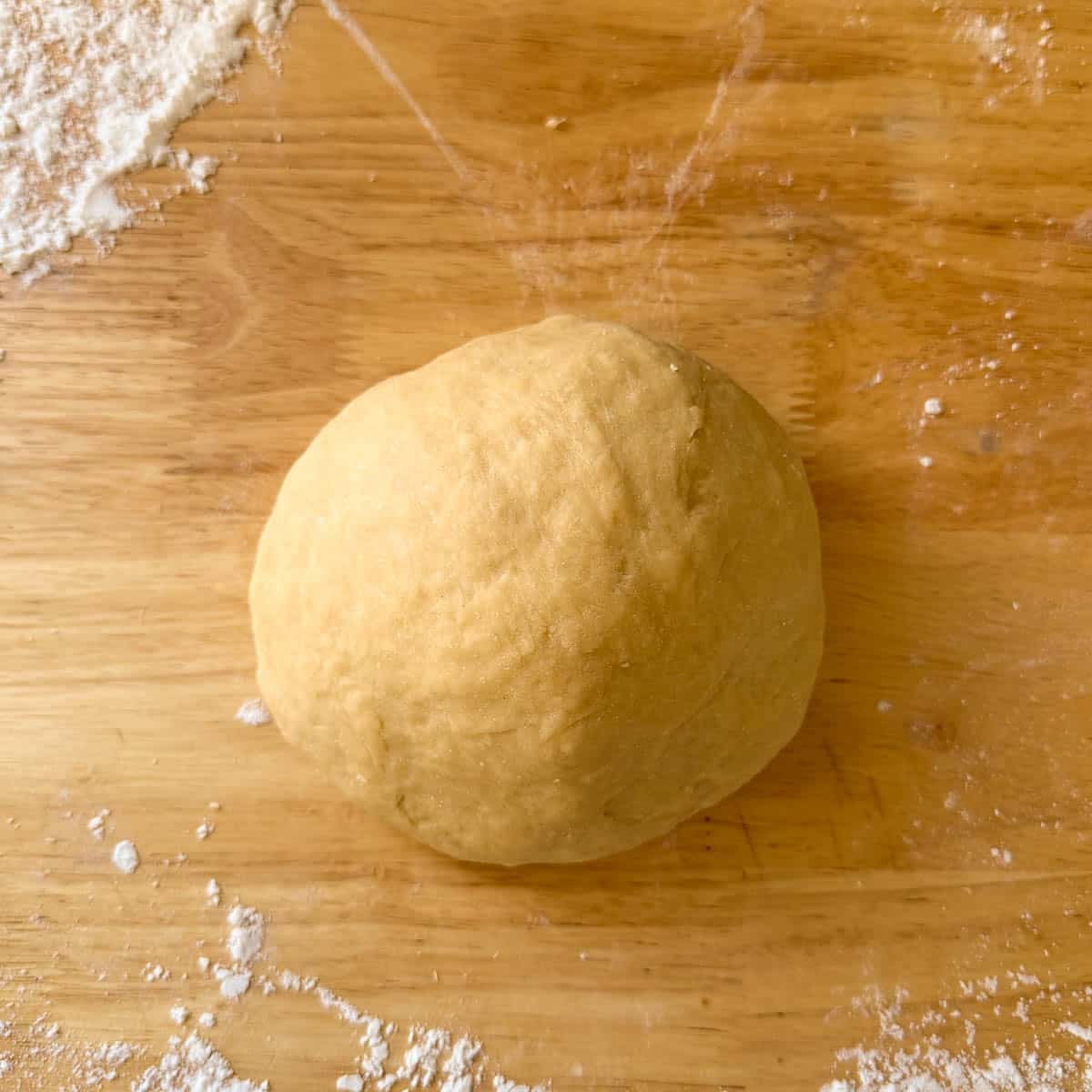 homemade egg noodle dough after kneading until smooth.