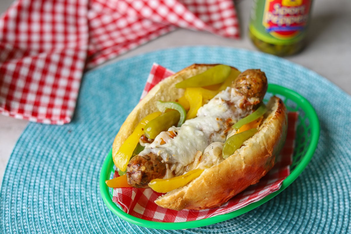 Italian sausage sandwich with peppers