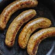Italian sausage in a skillet