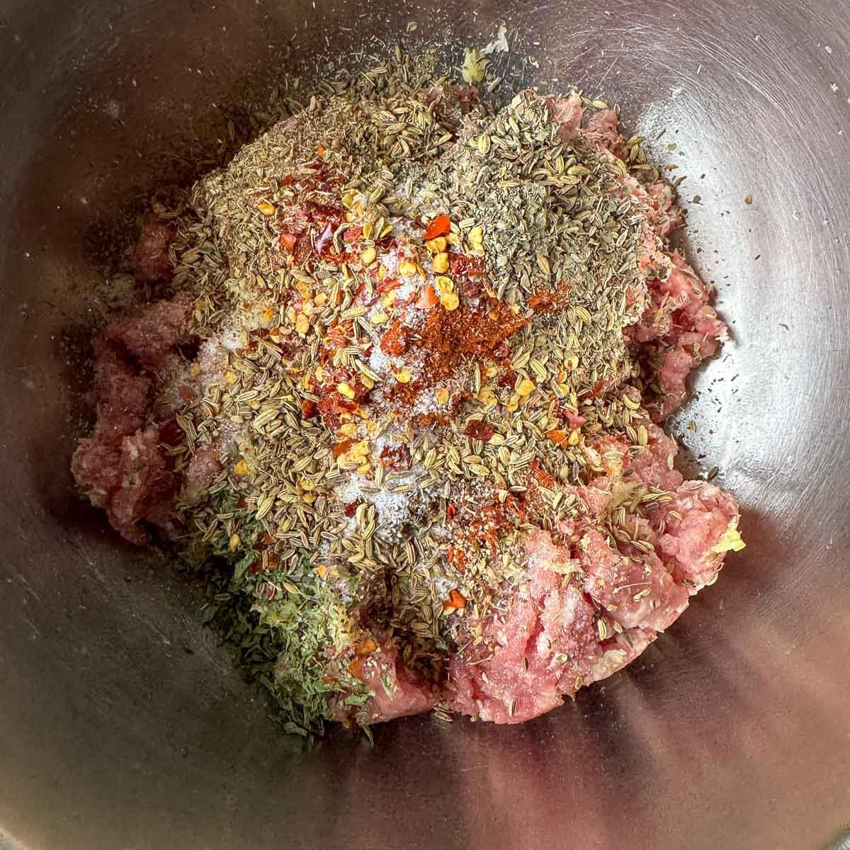 ground pork topped with spices