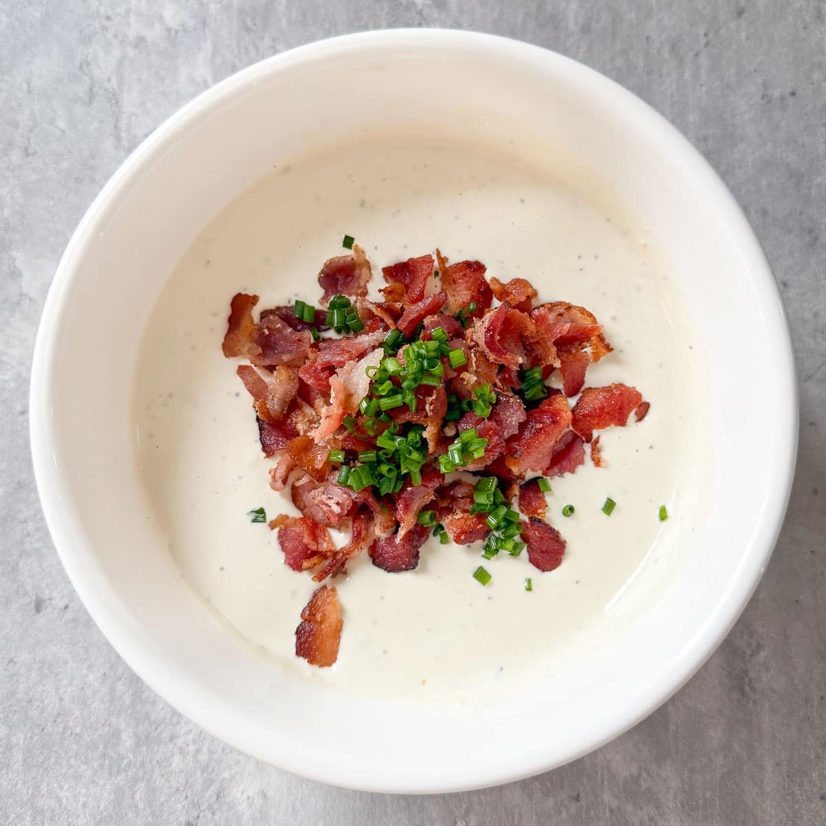 bacon and chives added to dip.