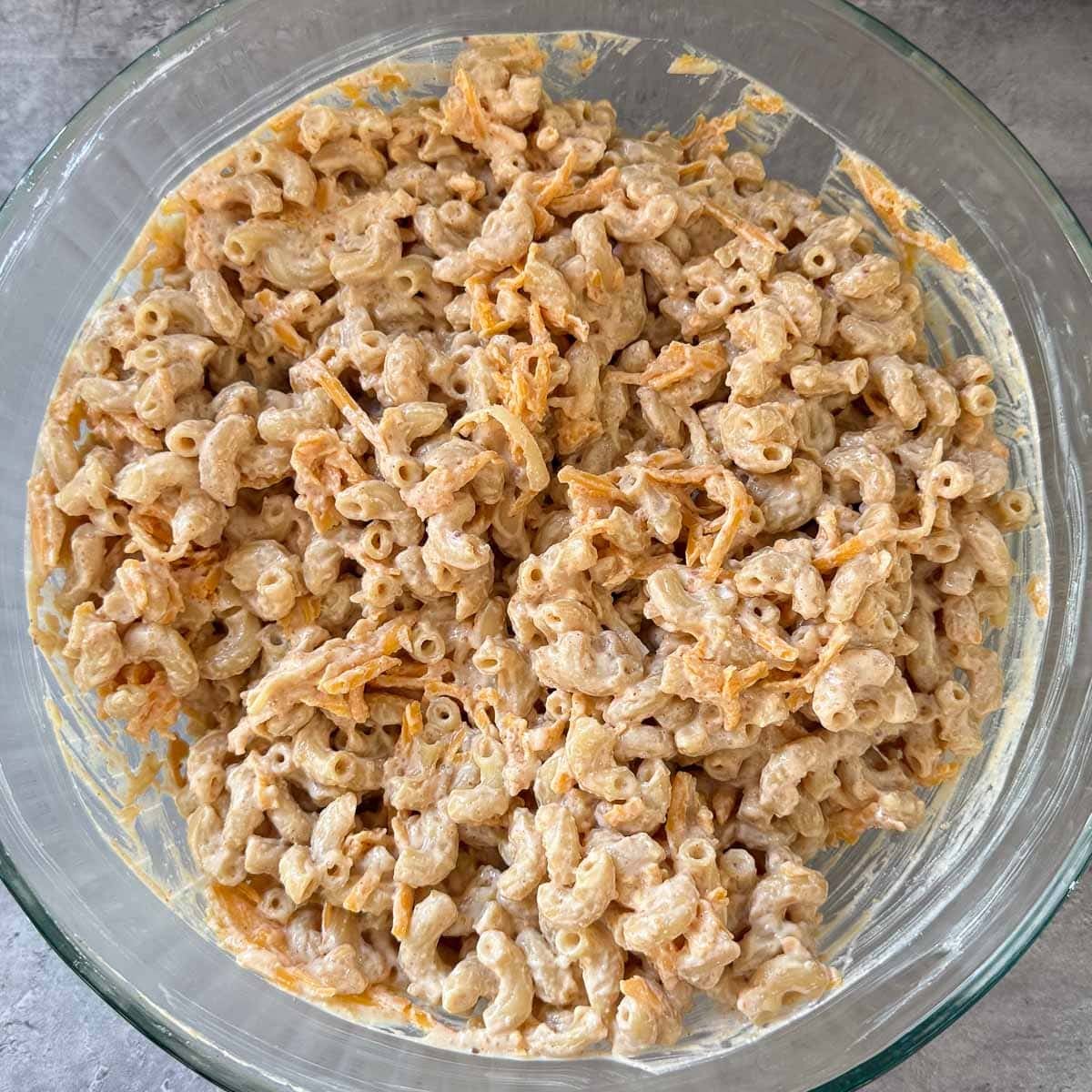 high protein macaroni and cheese after stirring  in shredded cheese.
