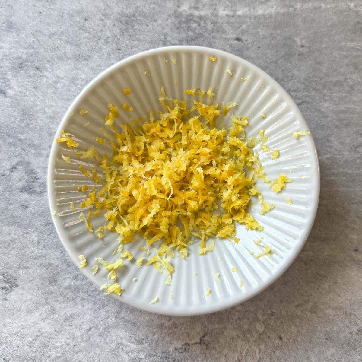 lemon zest in small dish.