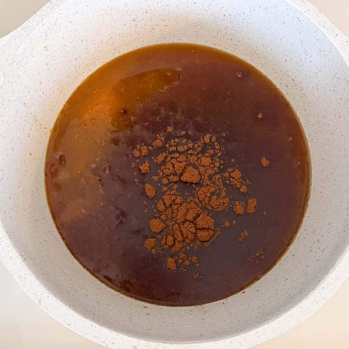 spices and pumpkin added to syrup pot.