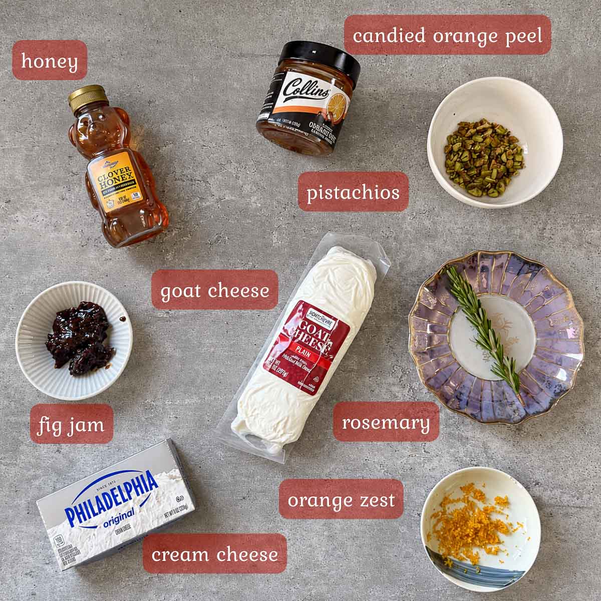 whipped goat cheese ingredients (dairy, nuts, jam, honey, etc.)
