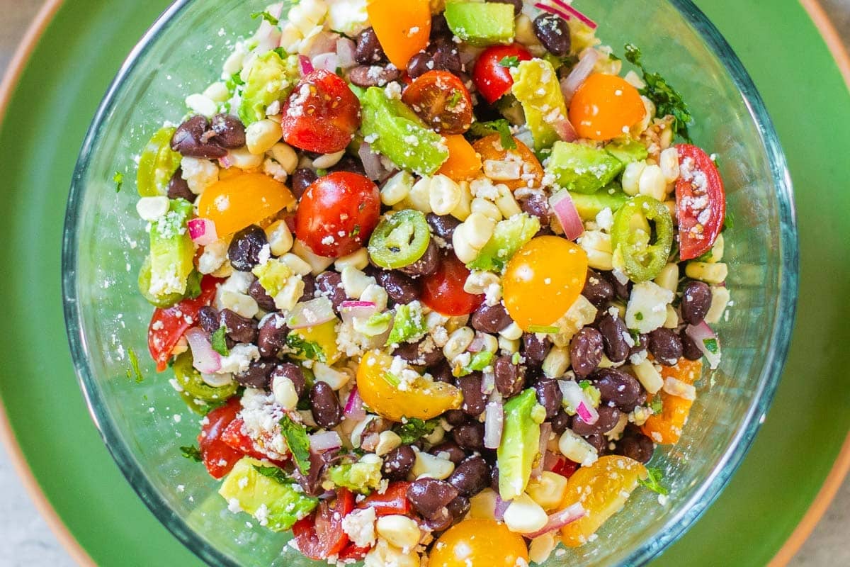 black bean corn salsa in bowl.