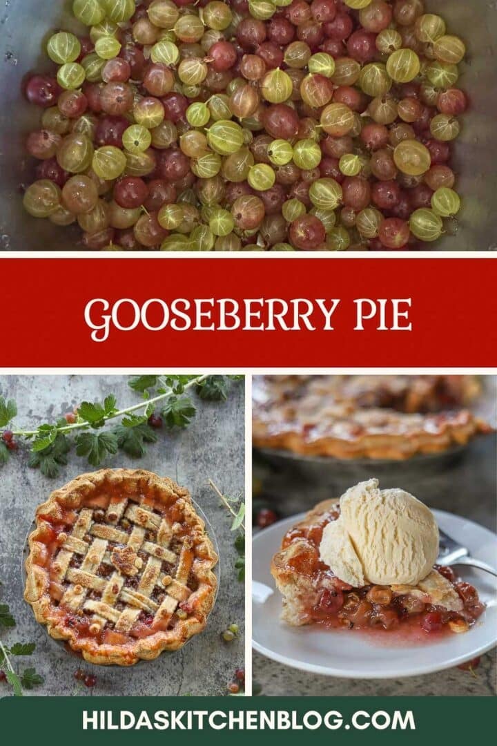 collage of gooseberry pie