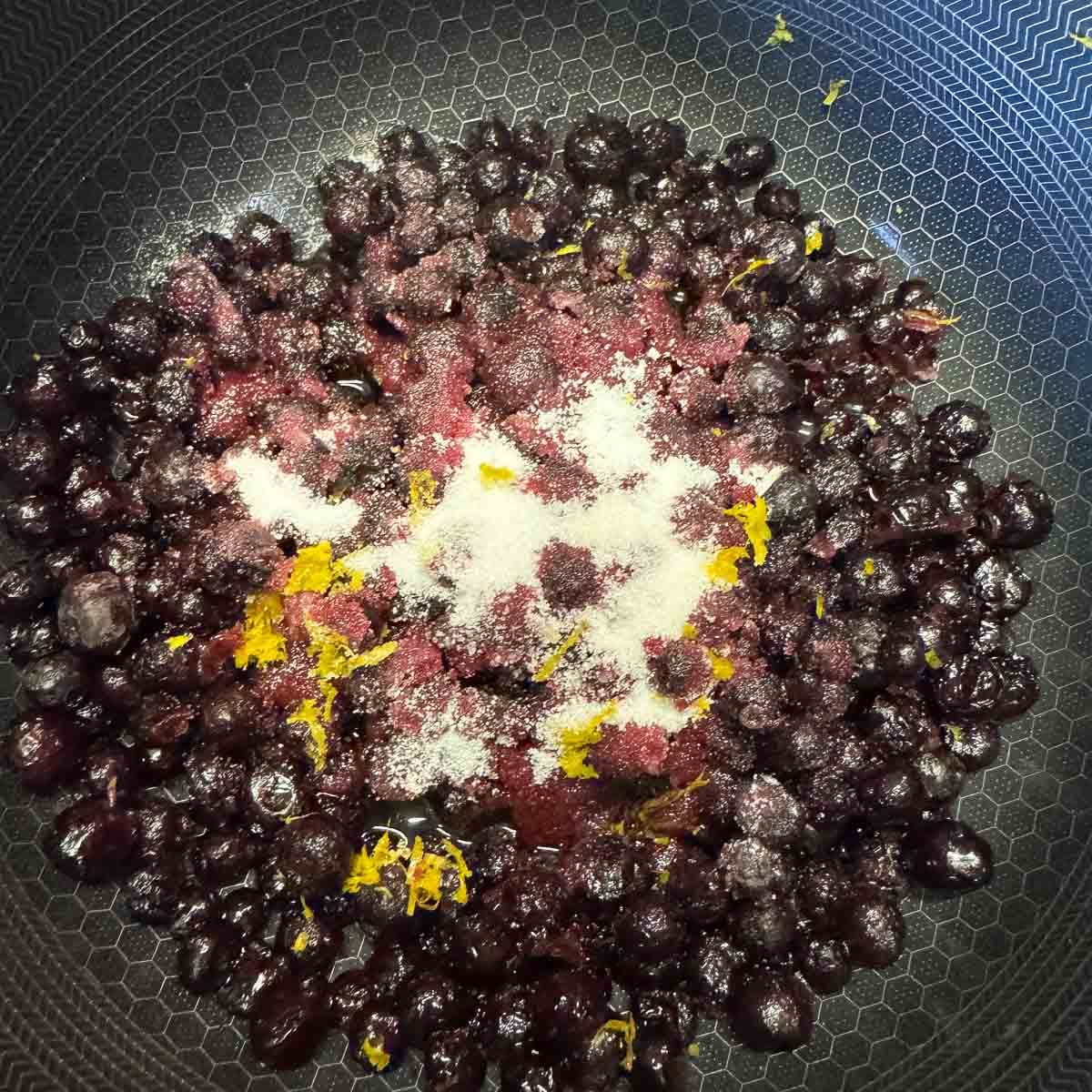 huckleberries with sugar and zest