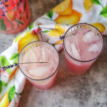 2 glasses of lavender lemonade
