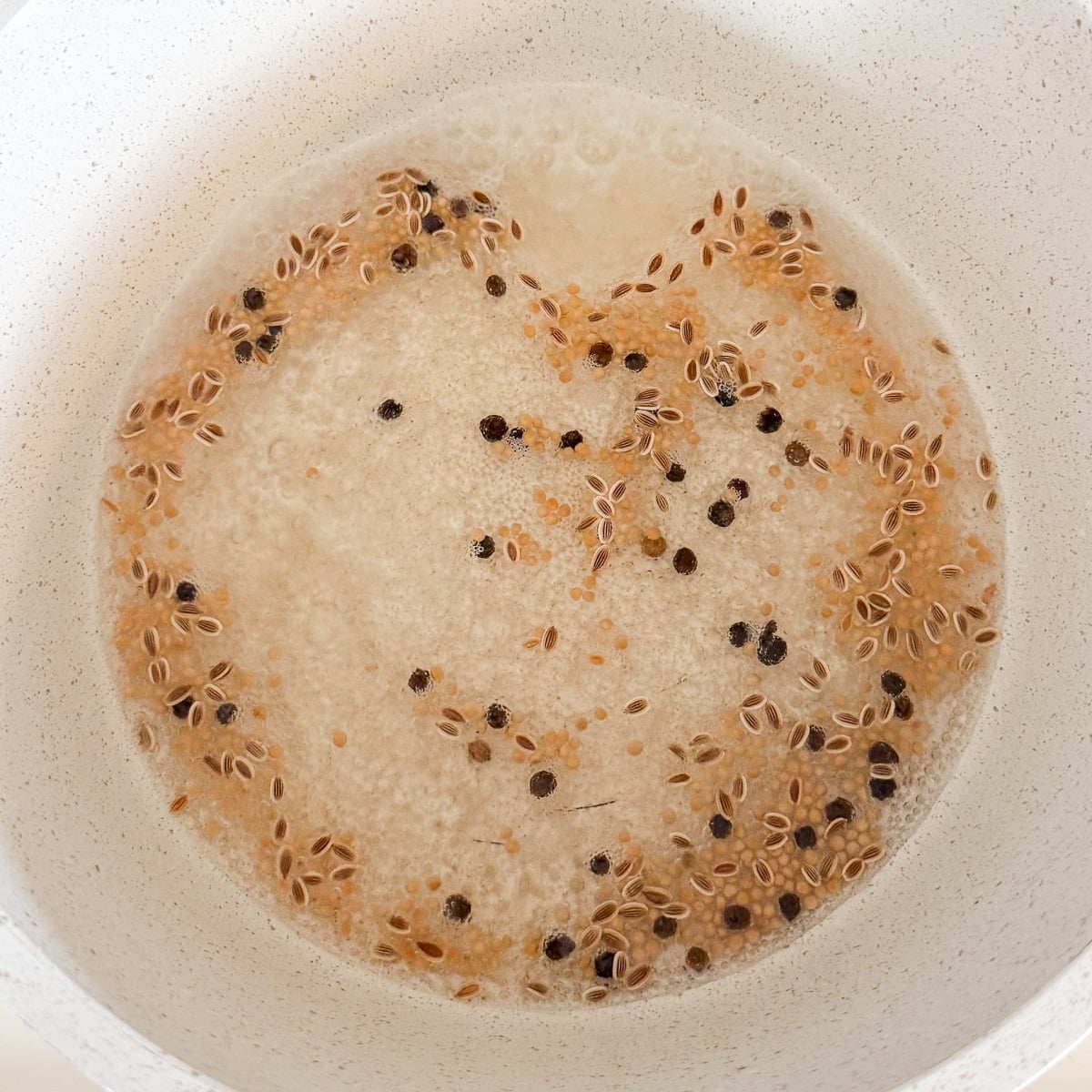 brine boiling in pot.