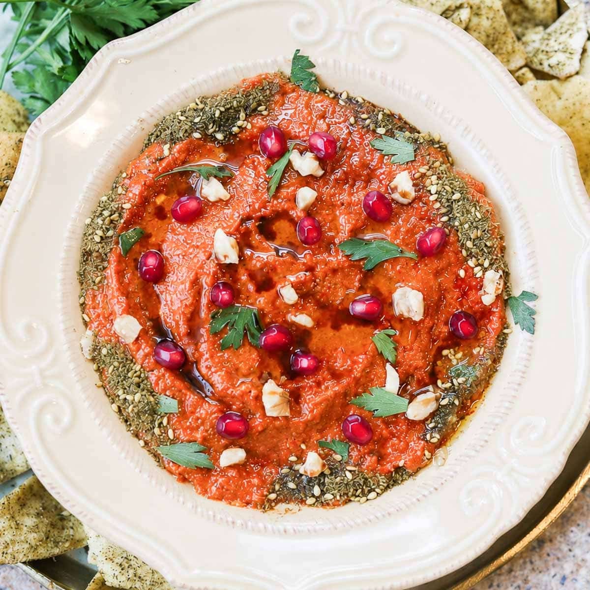 Muhammara Recipe (Roasted Red Pepper Dip)