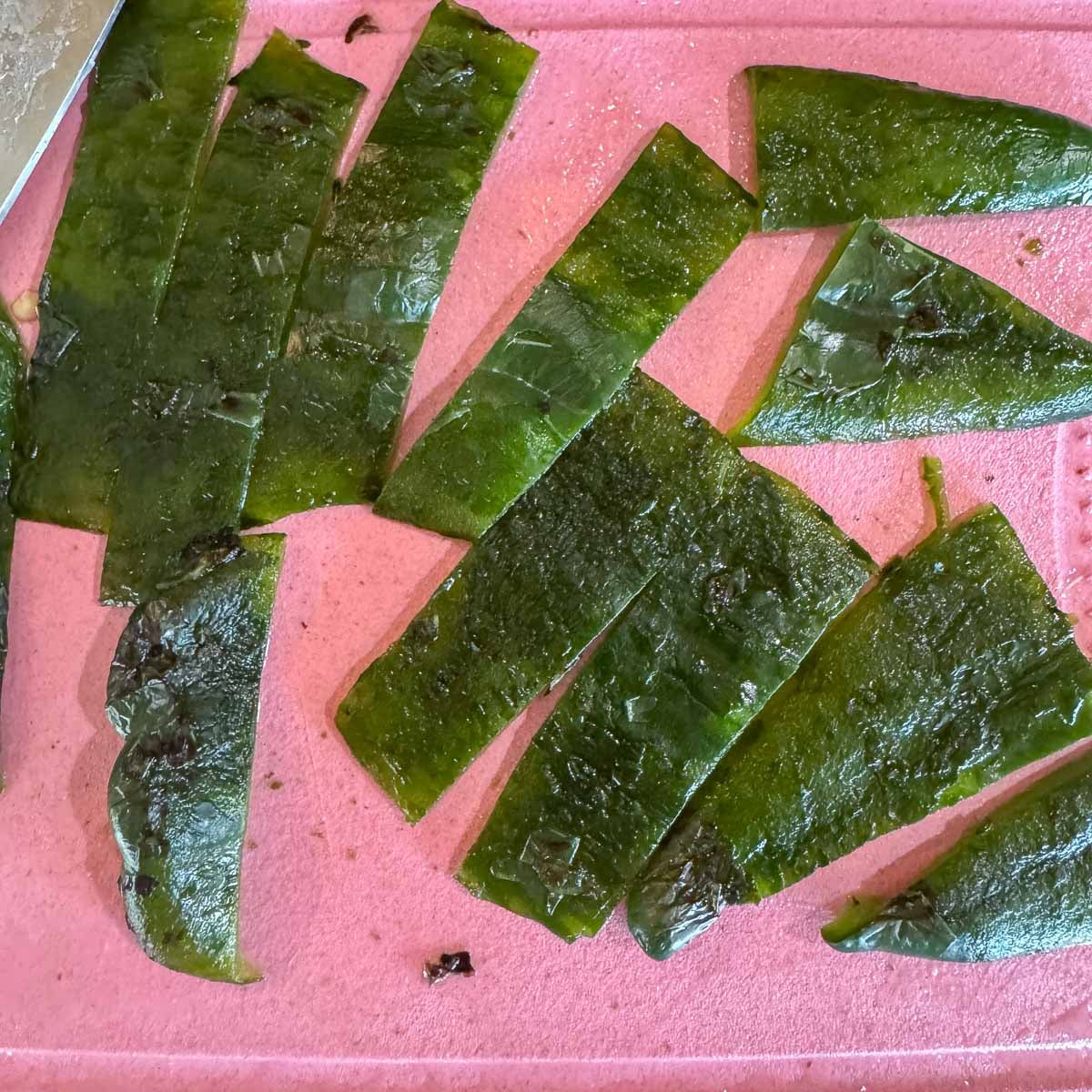 sliced chiles on a cutting board