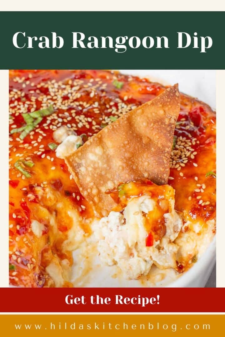 crab rangoon dip scooped by wonton chip.