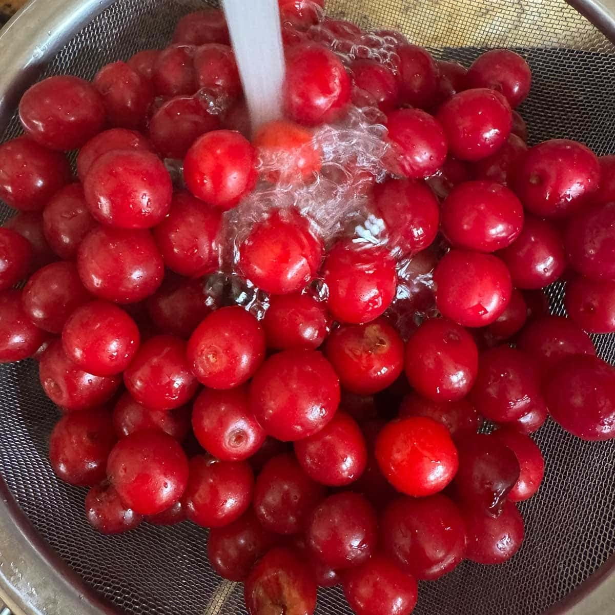 cherries being washed