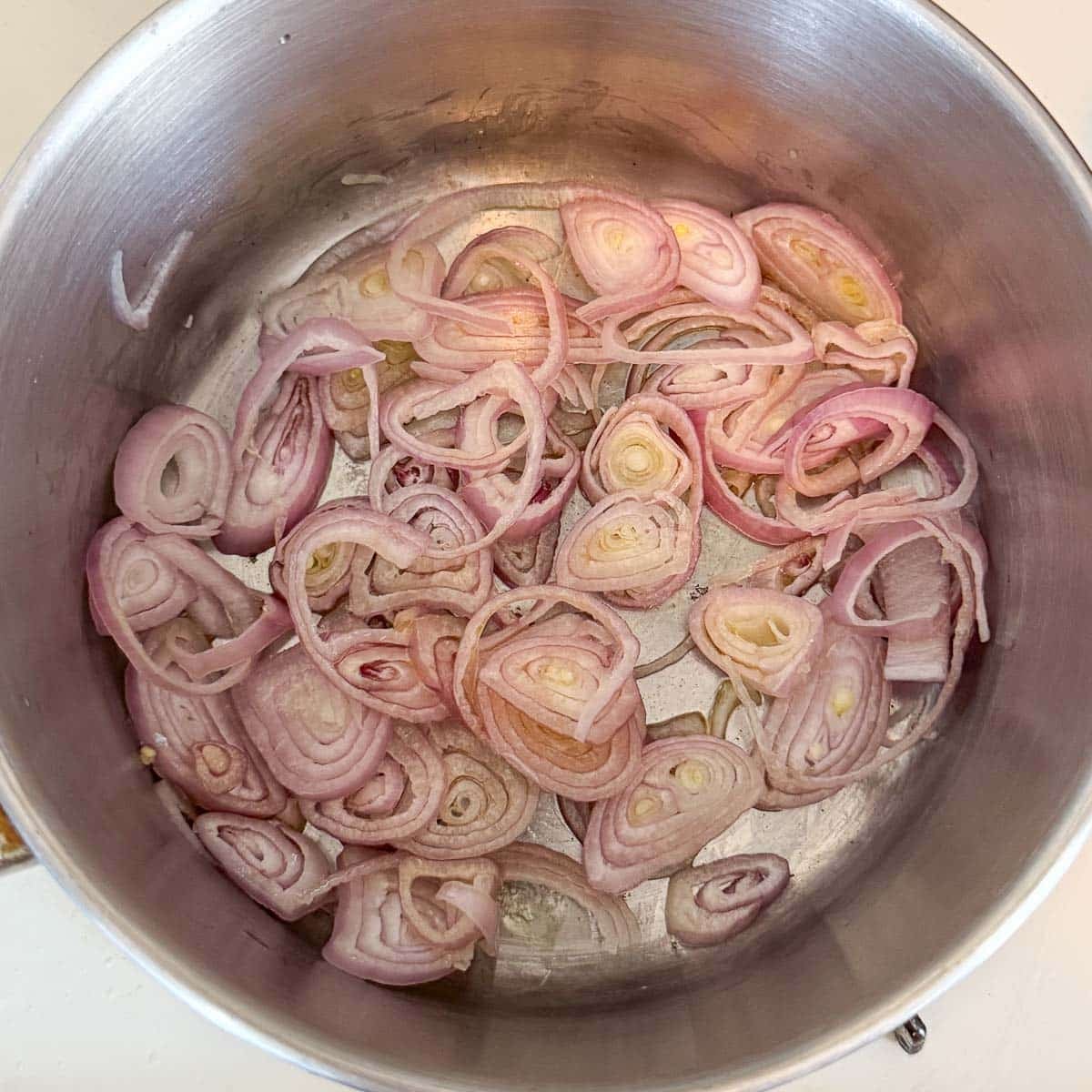 sliced shallots before caramelizing.