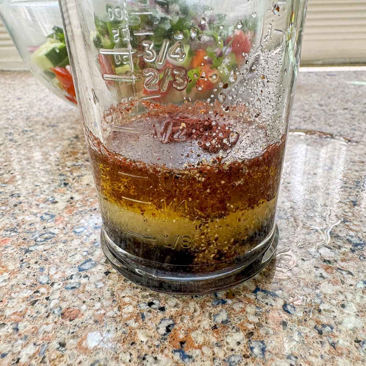 salad dressing in a glass container