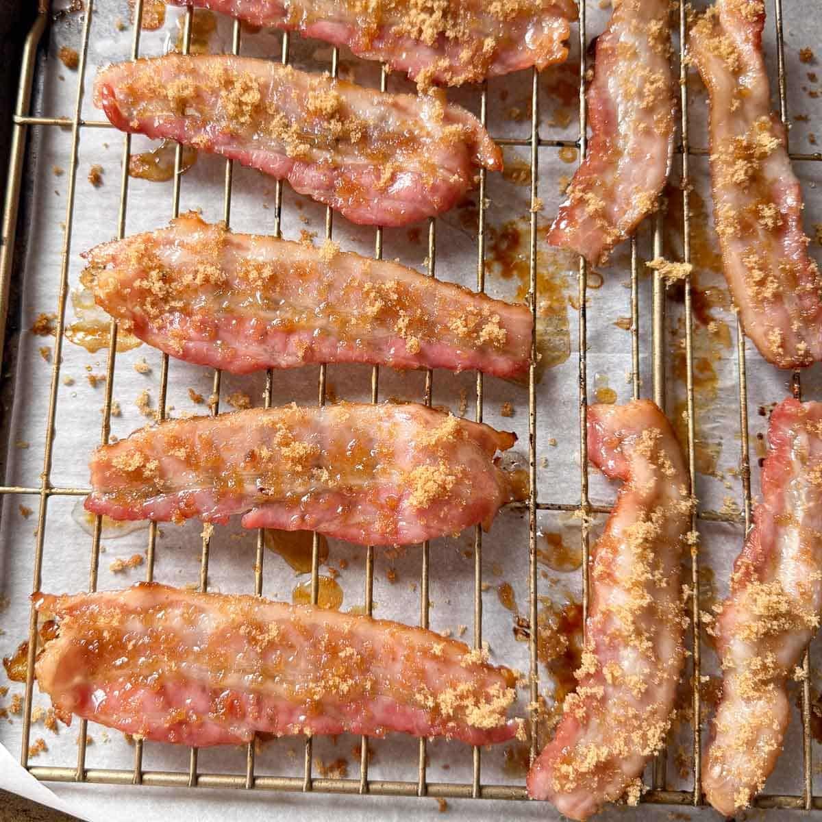 sugar added to second side of bacon strips.