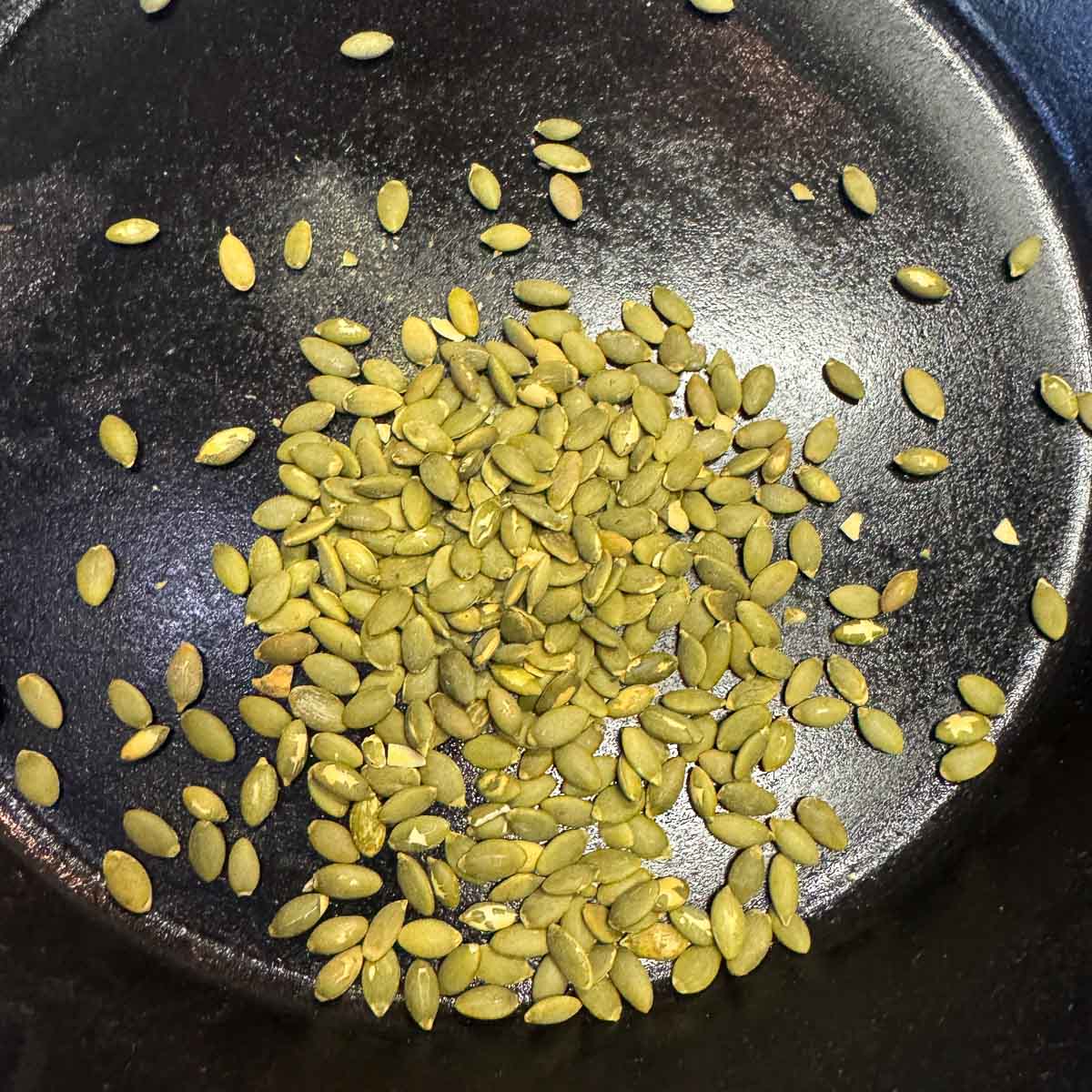 pumpkin seeds in a pan