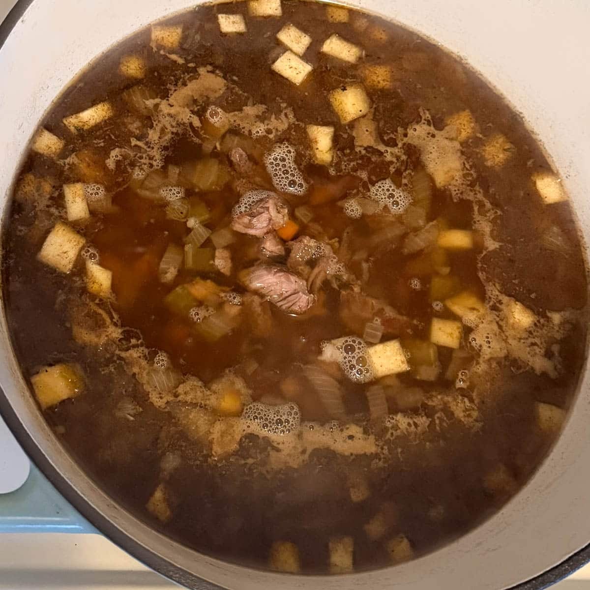 shredded meat returned to the pot.