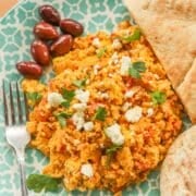 strapatsada with olives, and pita bread