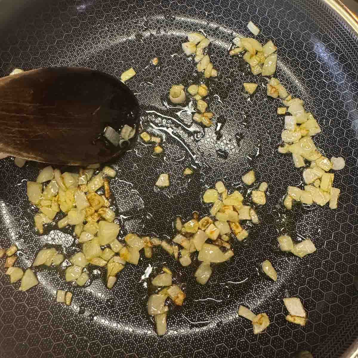sauted onions in a pan