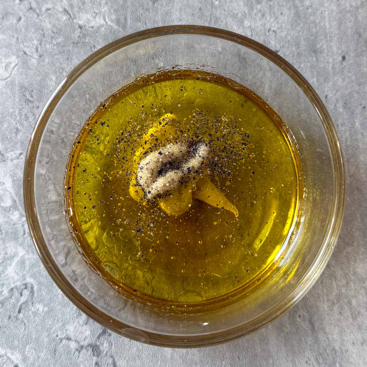 vinaigrette ingredients before whisking.